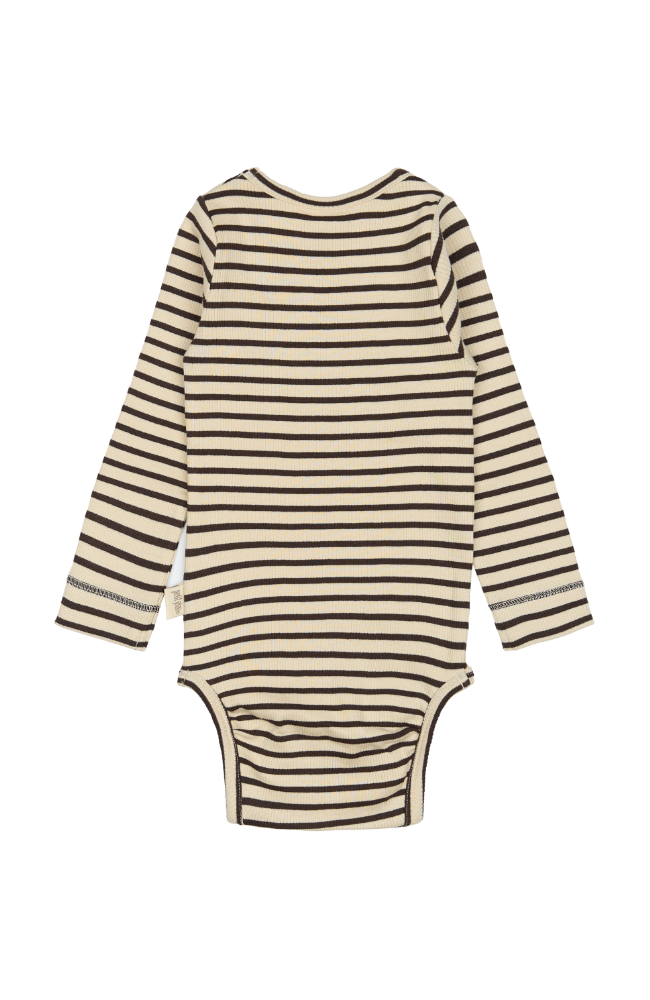 Body L/S Modal Striped - Coffee Bean / Off White