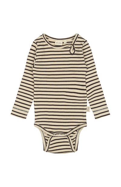 Body L/S Modal Striped - Coffee Bean / Off White