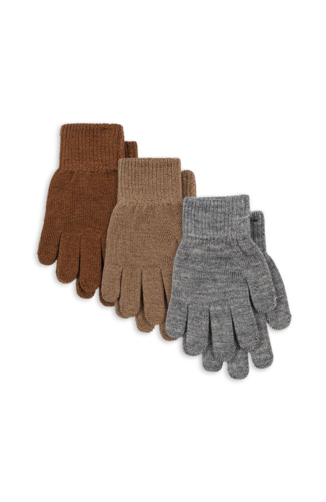 Filla Gloves - Grey Mel / Beige / Brown