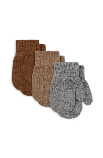 Filla Mittens - Grey Mel / Beoge / Brown