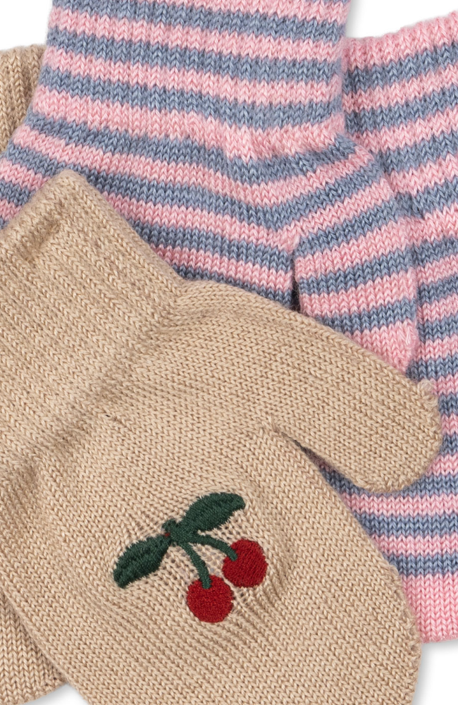 Filla Mittens - Cherry / Stripe