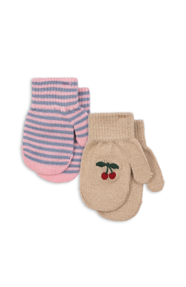Filla Mittens - Cherry / Stripe