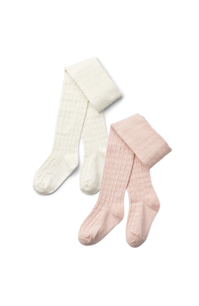 2pk Izzy Pointelle Tights - Powder