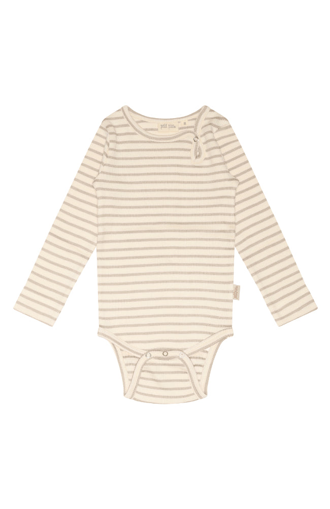 Body L/S Modal Striped - Soft Sand/Offwhite