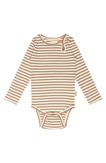 Body L/S Modal Striped - Walnut Brown/Offwhite