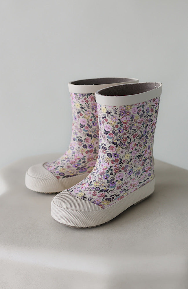 Muddy Rubber Boot Print - Clam Multi Flowers