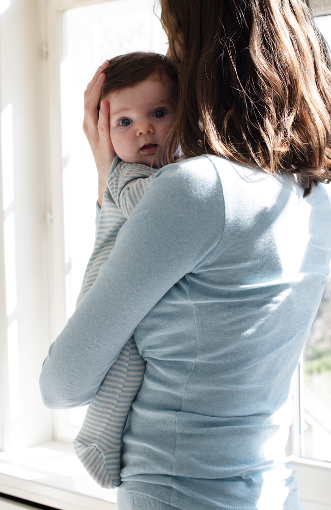 Newborn Stripe Suit - Aqua / Off White