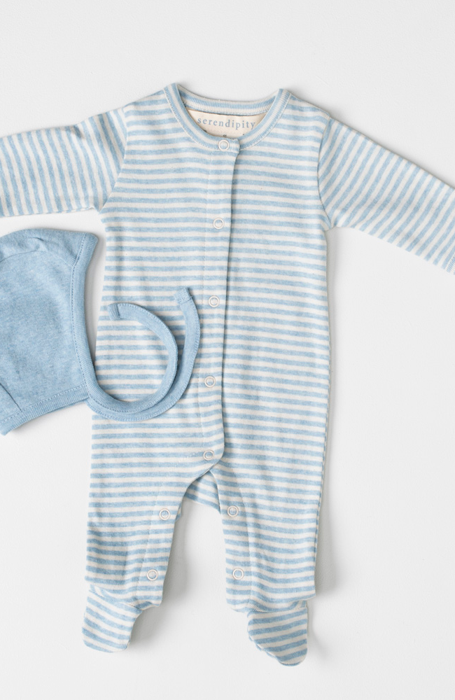 Newborn Stripe Suit - Aqua / Off White