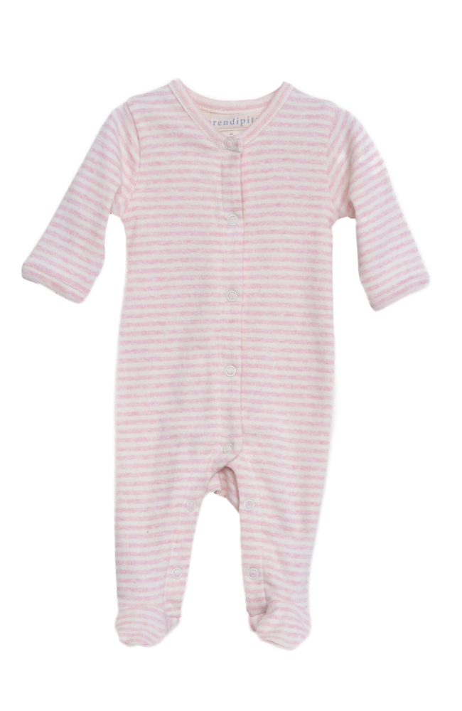 Newborn Stripe Suit - Rosebud / Off White