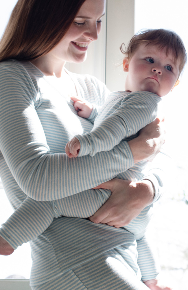 Baby Leggings Stripe - Aqua / Offwhite