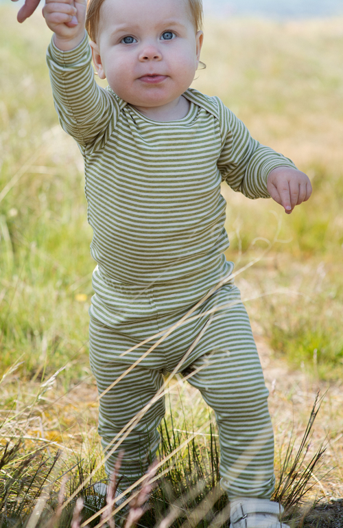 Baby Leggings Stripe - Grass / Offwhite