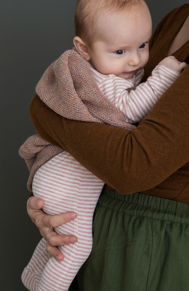 Newborn Stripe Suit - Clay / Off White