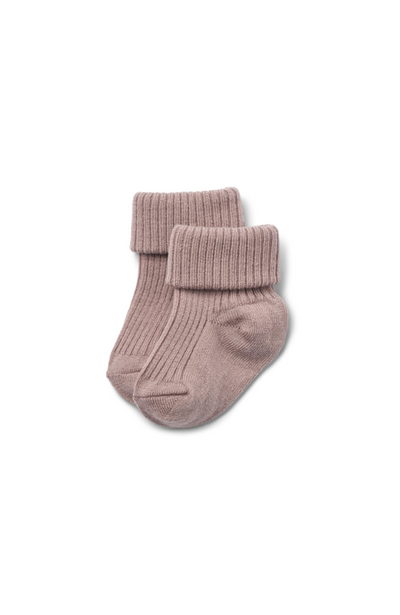 Wool Rib Socks Ziggy - Dry Rose