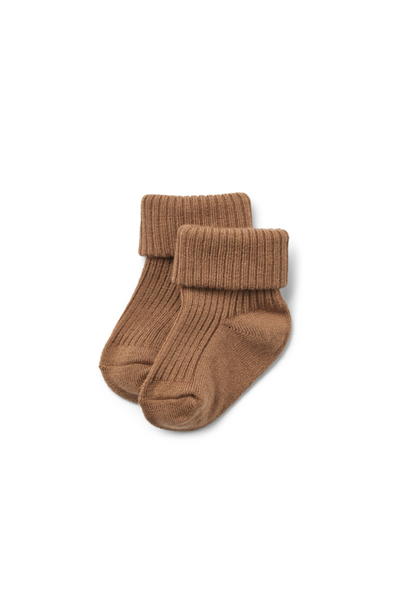 Wool Rib Socks Ziggy - Caramel