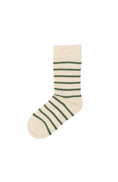 Minipop Bamboo Socks Stripe - Emerald Green/Off White
