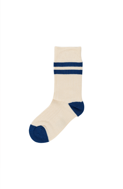 Minipop Bamboo Socks Sport - Off White/Deep Cobalt