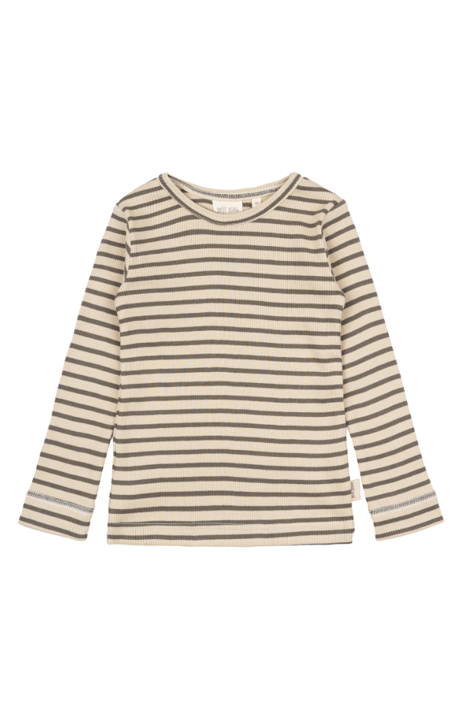 T-Shirt L/S Modal Striped - Earth Brown/Dark Off White