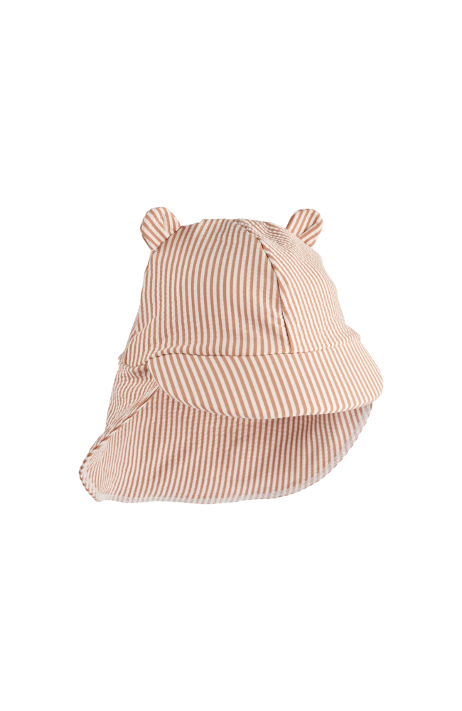 Senia Seersucker Sun Hat - Pale Tuscany / Creme