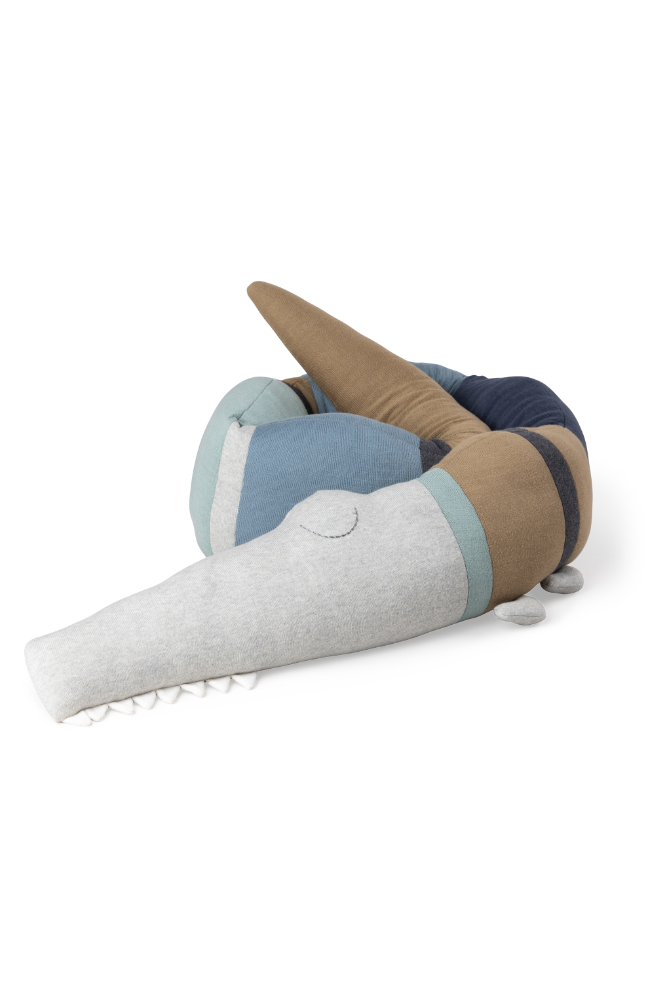 Sleepy Croc, Knitted cushion - Dusty Blue Mix