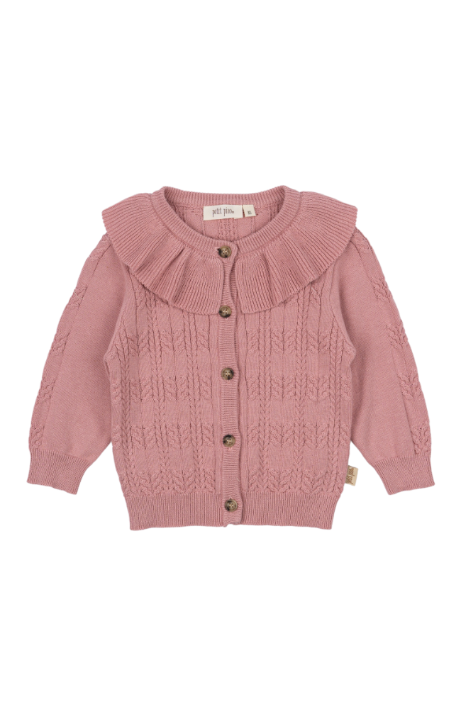 Cardigan Knit Cabel Collar - Bright Rose