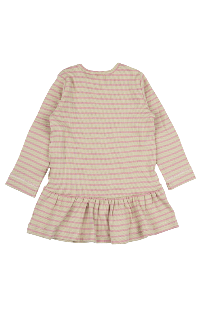 Dress L/S Modal Striped - Bright Rose/Dark Off White