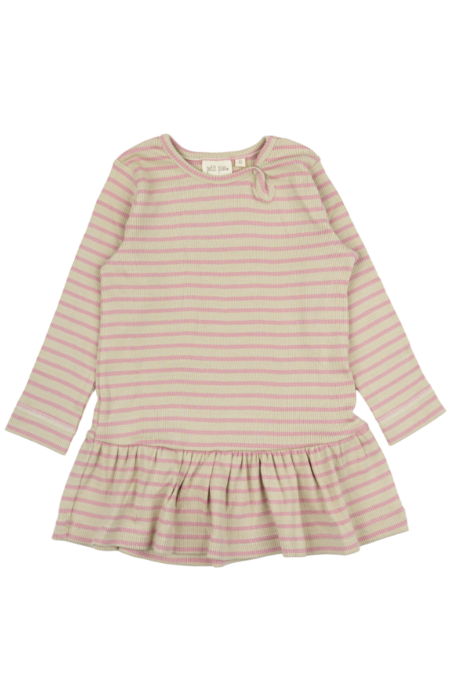 Dress L/S Modal Striped - Bright Rose/Dark Off White