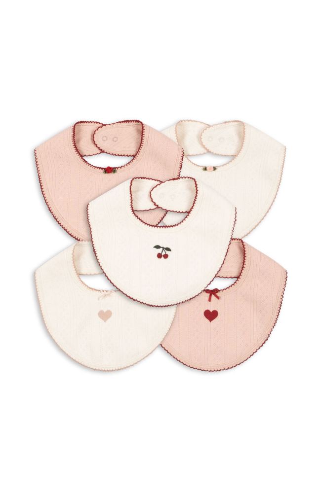 Minnie 5 Pack Bib - Rose / White Mix