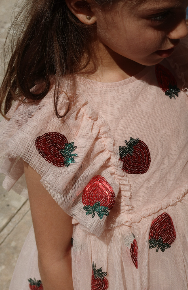 Yvonne Frill Dress - Strawberry