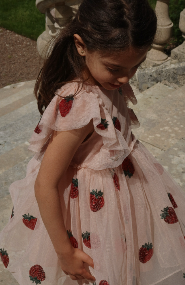 Yvonne Frill Dress - Strawberry