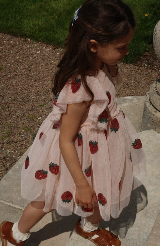 Yvonne Frill Dress - Strawberry