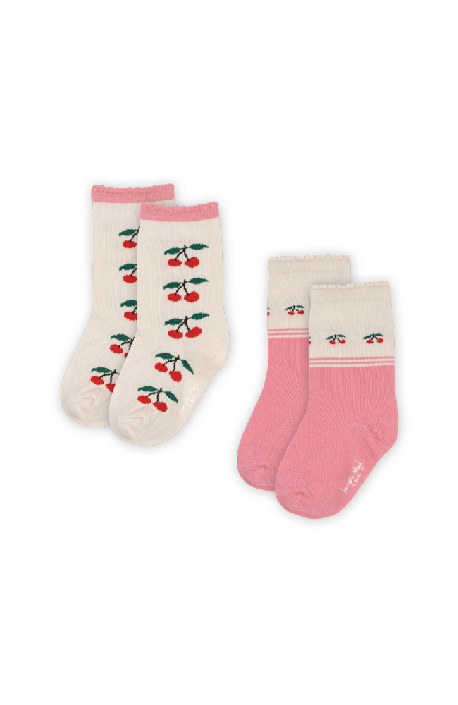 2 Pack Jaquard Socks - Cherry Mix