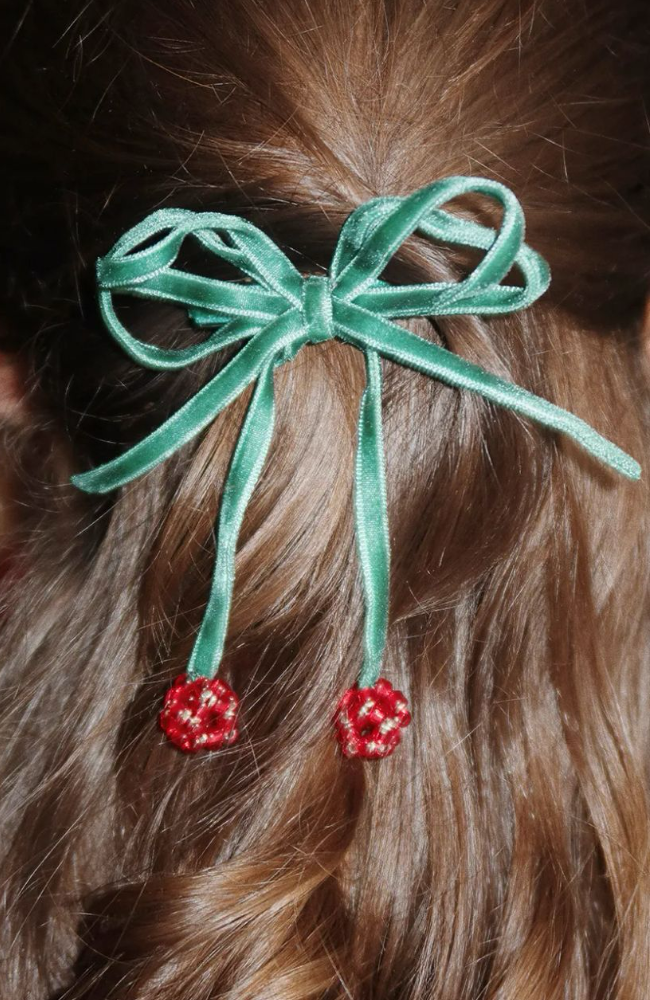 Cherry Bow Hair Clip 2pk - Smoke Pine