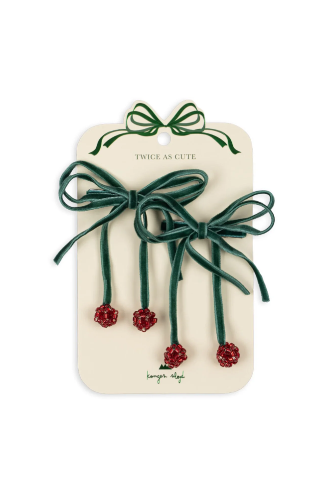 Cherry Bow Hair Clip 2pk - Smoke Pine