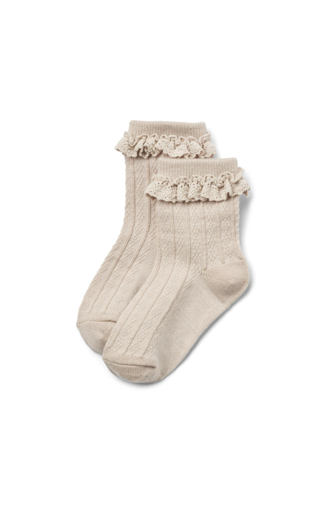 2 pk Wool Rib Socks Nora - Dry Rose