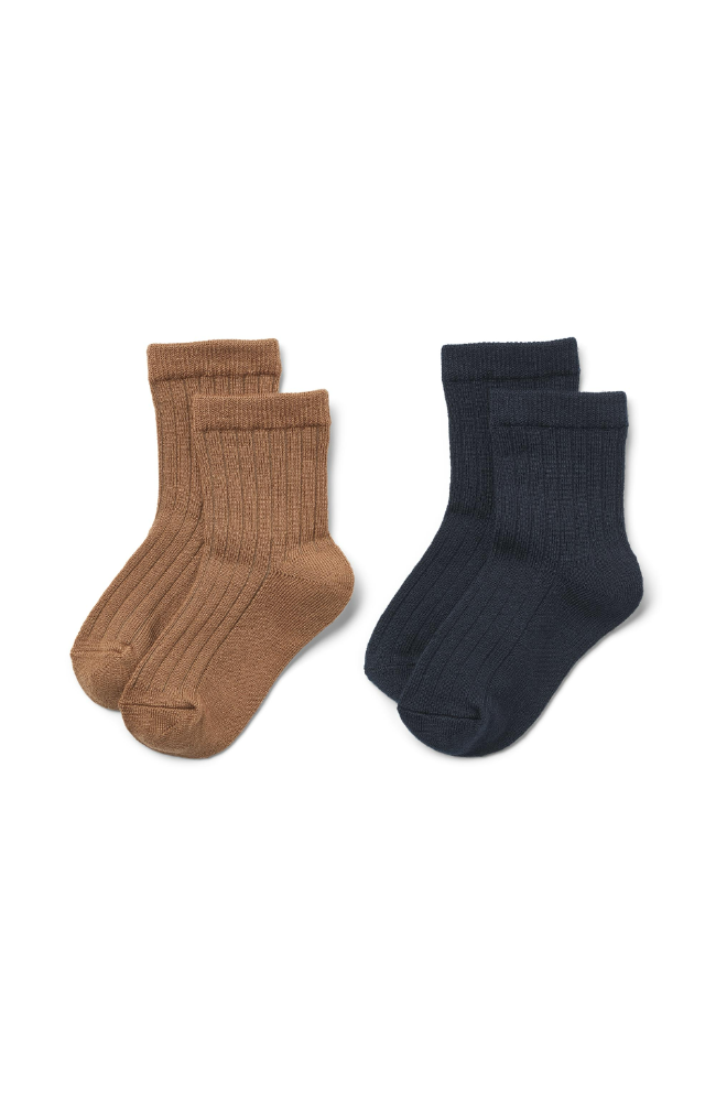 2 pk Wool Rib Socks Vilde - Navy