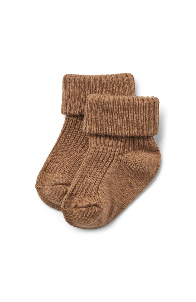 2 pk Wool Rib Socks Ziggy - Caramel