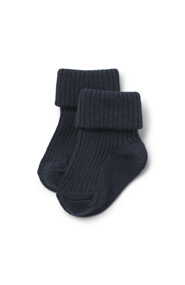 2 pk Wool Rib Socks Ziggy - Navy