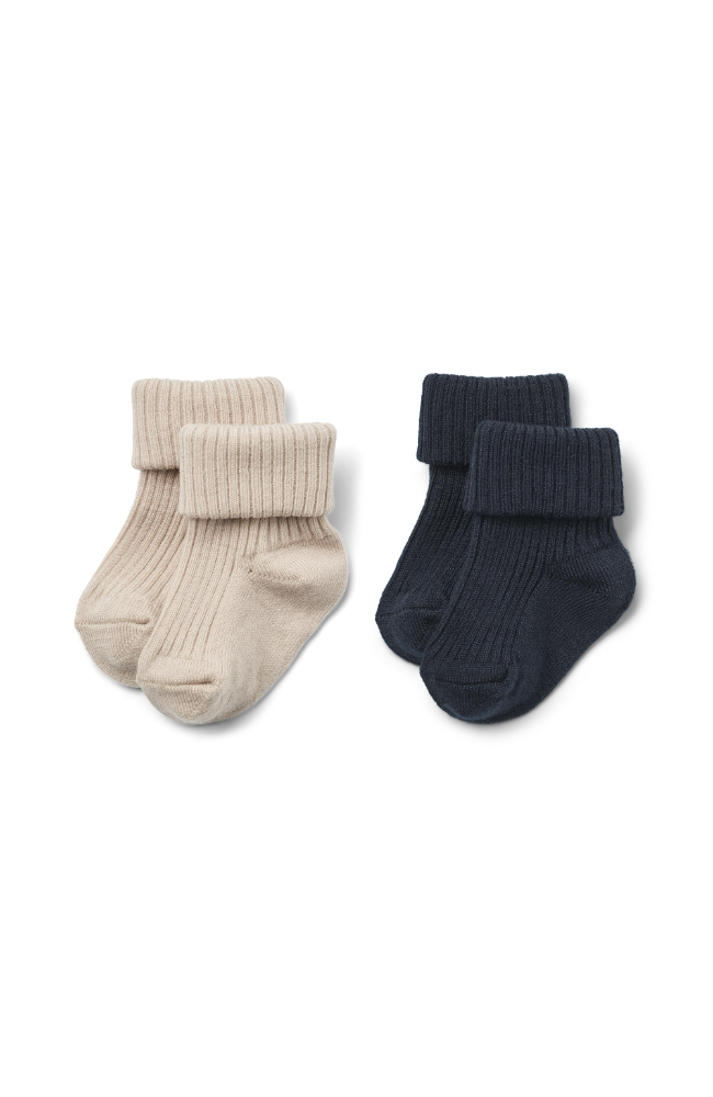 2 pk Wool Rib Socks Ziggy - Navy