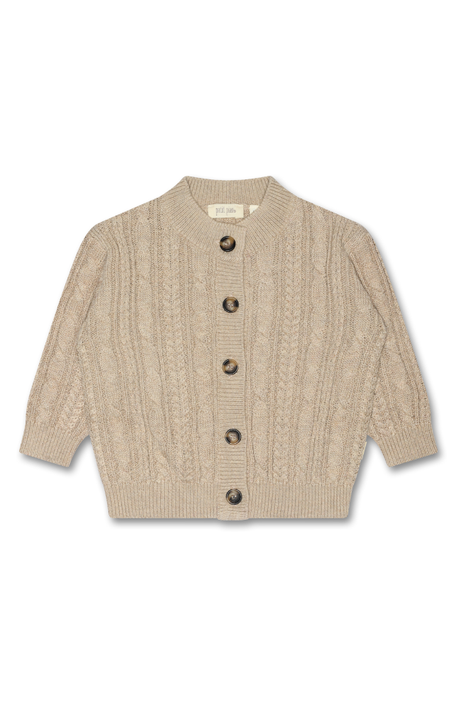 Cardigan Chunky Knit Cabel - Light Taupe Melange