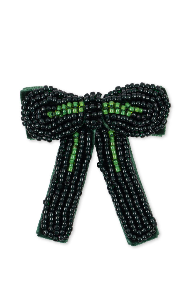 Pearl Bow Hair Clip - Green