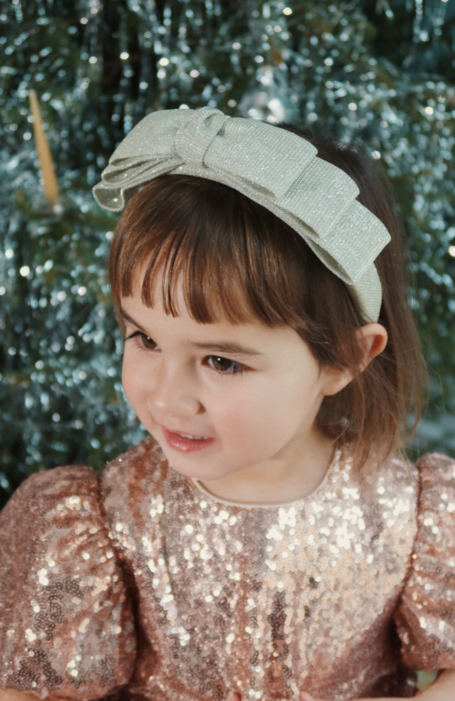 Glitter Bow Hairbrace - Silver