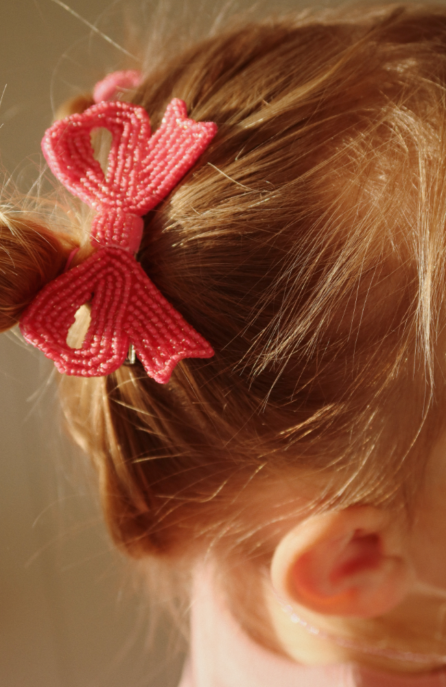 Pearl Bow Hair Clip 2pk - Bubblegum