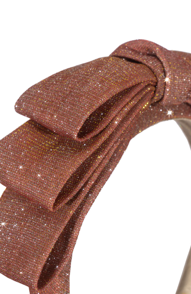 Glitter Bow Hairbrace - Mellow Rose