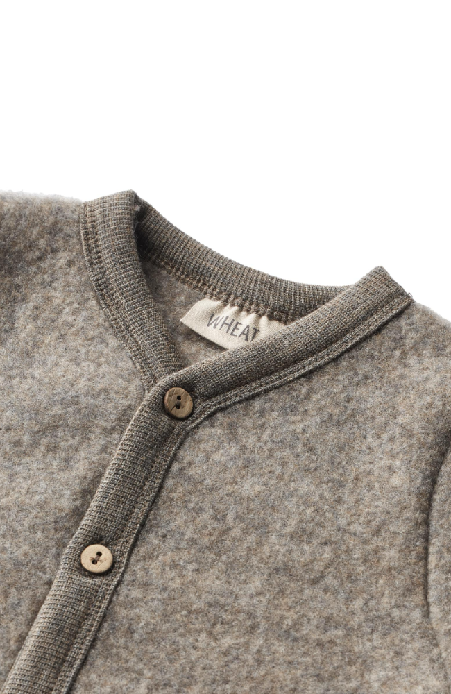 Wool Fleece Cardigan Kari - Brown Melange