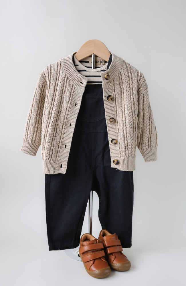 Cardigan Chunky Knit Cabel - Light Taupe Melange