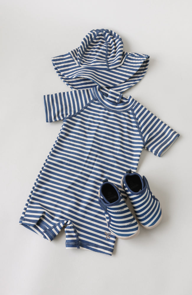 Swimsuit S/S Cas - Indigo stripe