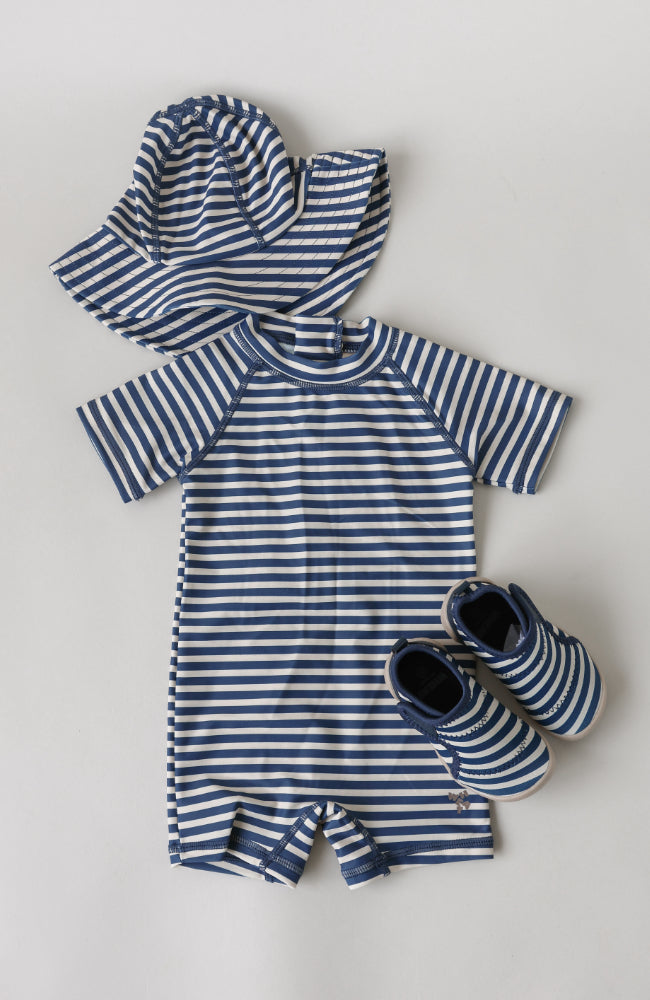 Swimsuit S/S Cas - Indigo stripe