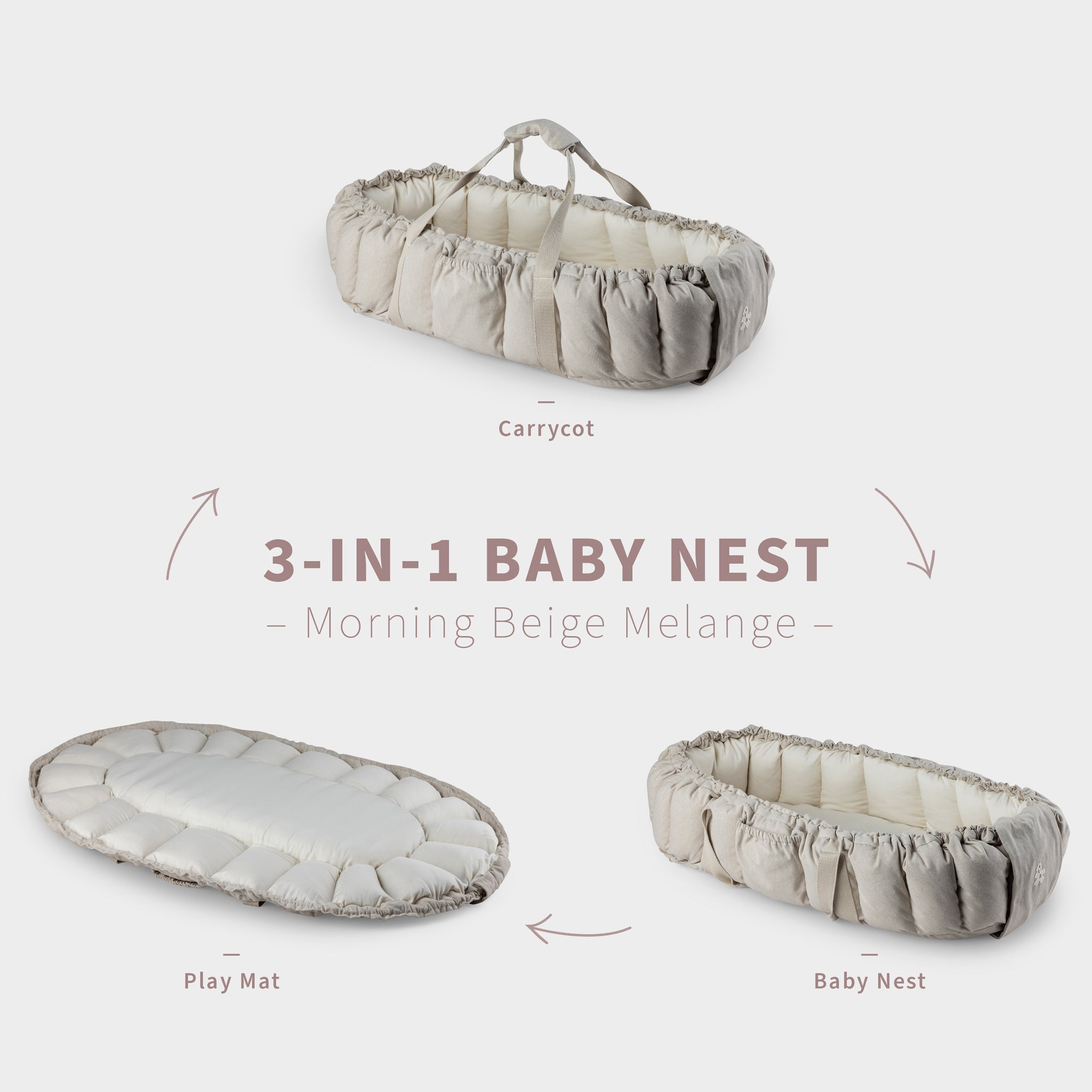 Sebra 3-in-1 Baby Nest - Beige Melange