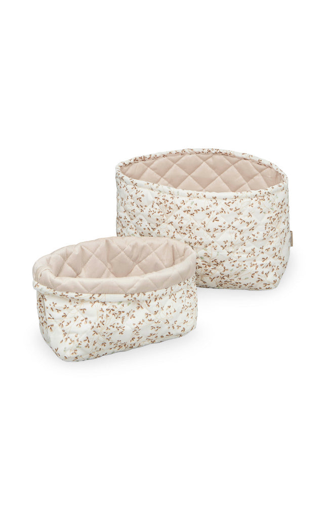 Quilted Storage Basket, Set Of Two - Lierre/Almond