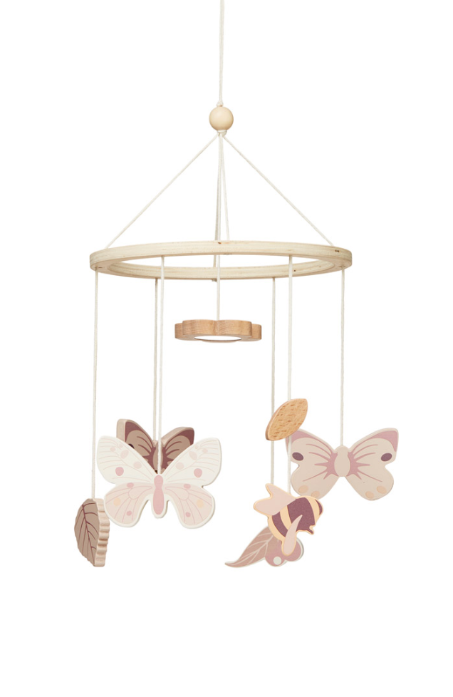 Wooden Cot Mobile - Butterflies